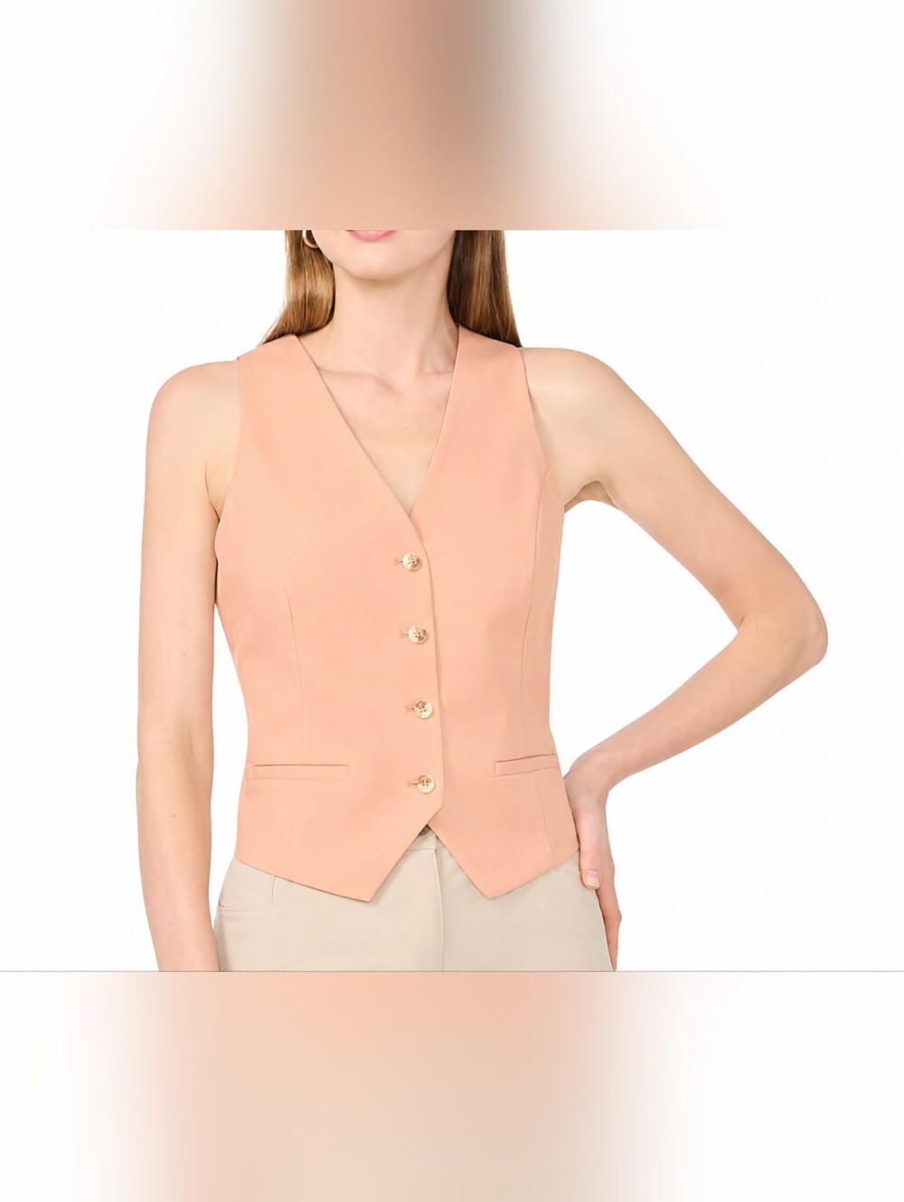 NEW 1. STATE Peach Tailored Vest